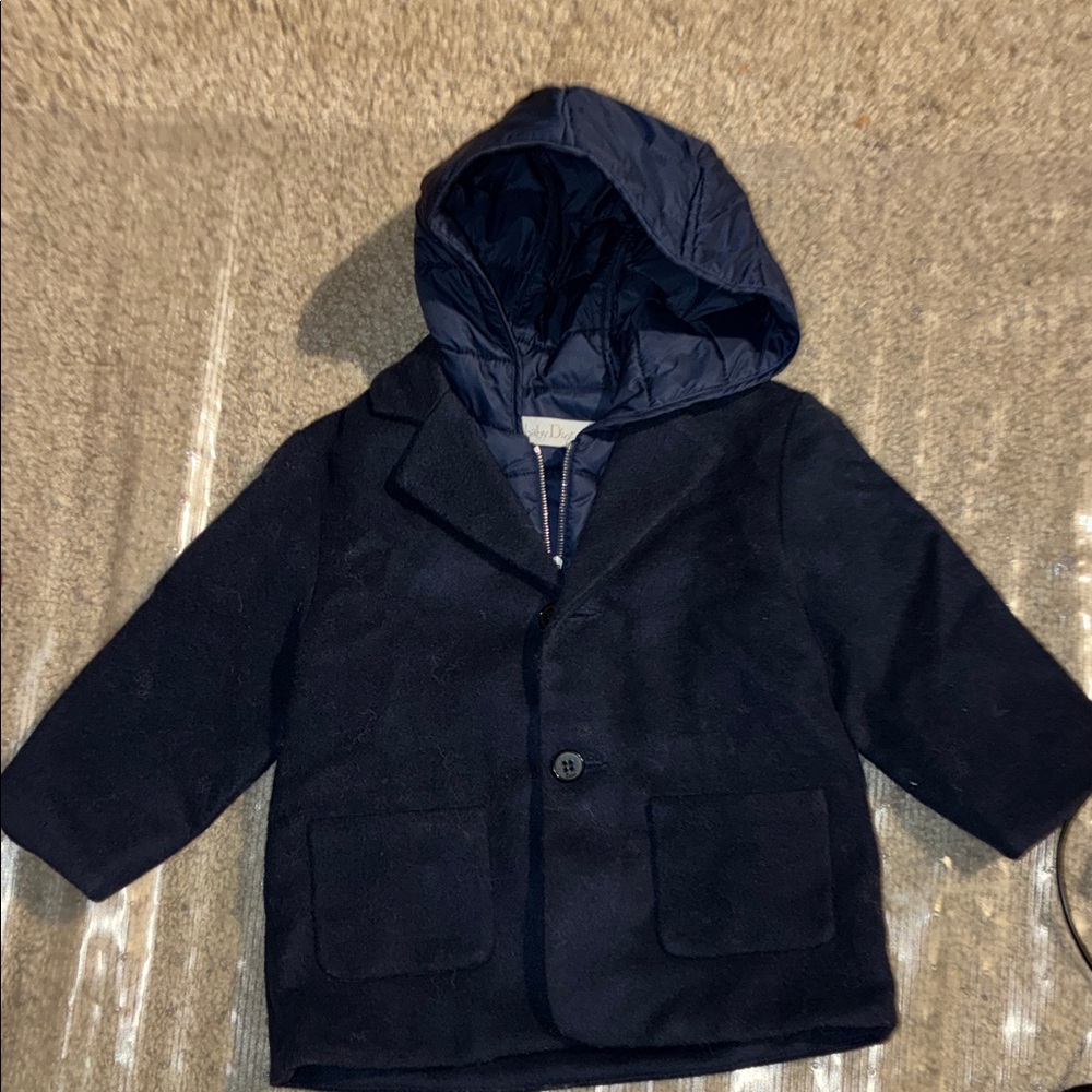 Classic Navy Kids Hooded Pea Coat